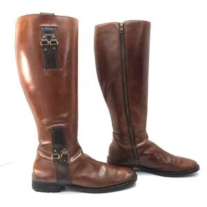 Cole Haan Sienna Brown Leather Sonoma Equestrian Riding Boots Sz 9½ B New Heel